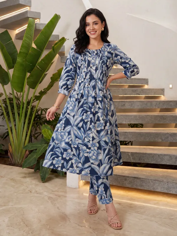 Blue_Printed_Pure_Cotton_Kurta_Trouser_Set