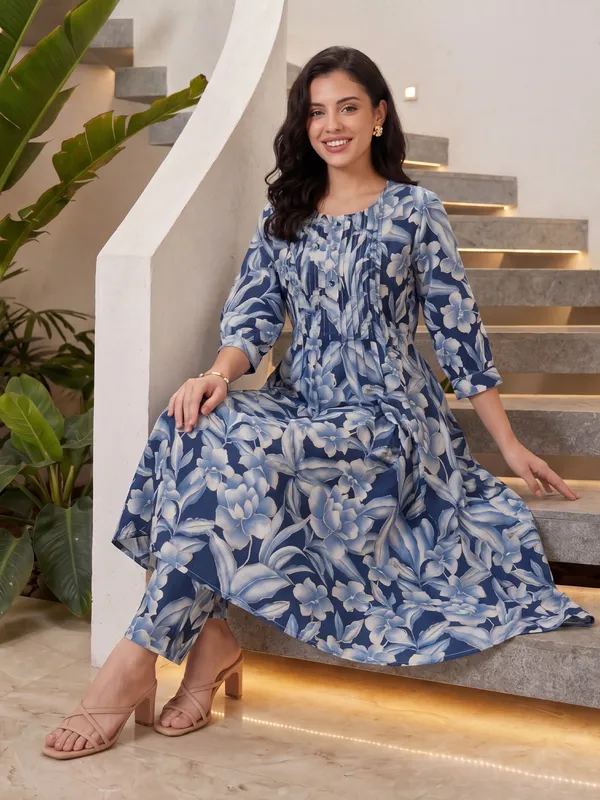 Blue_Printed_Pure_Cotton_Kurta_Trouser_Set