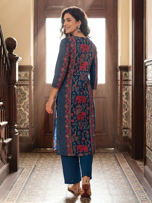 Blue_Printed_Pure_Cotton_Kurta_Trouser_Set