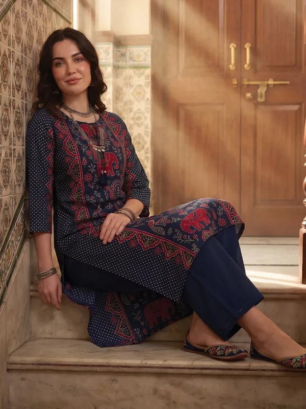 Blue_Printed_Pure_Cotton_Kurta_Trouser_Set