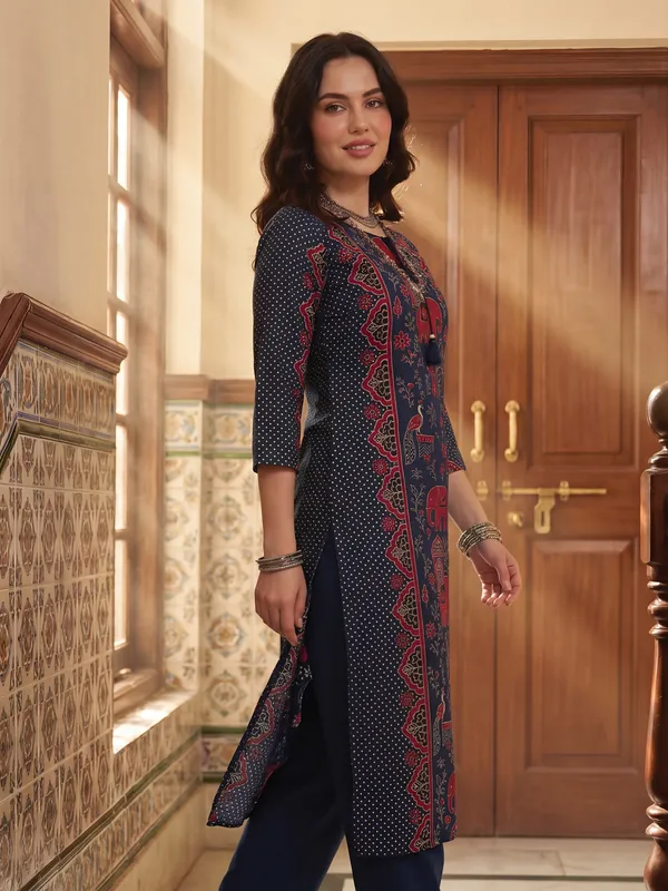 Blue_Printed_Pure_Cotton_Kurta_Trouser_Set