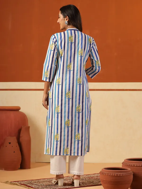 Blue_Printed_Pure_Cotton_Kurta_Trouser_Set