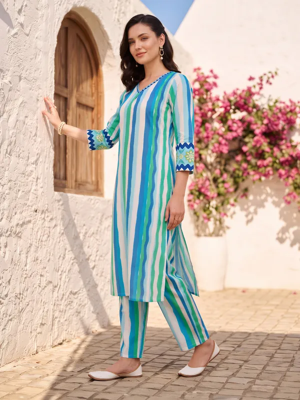 Blue_Printed_Pure_Cotton_Kurta_Trouser_Set