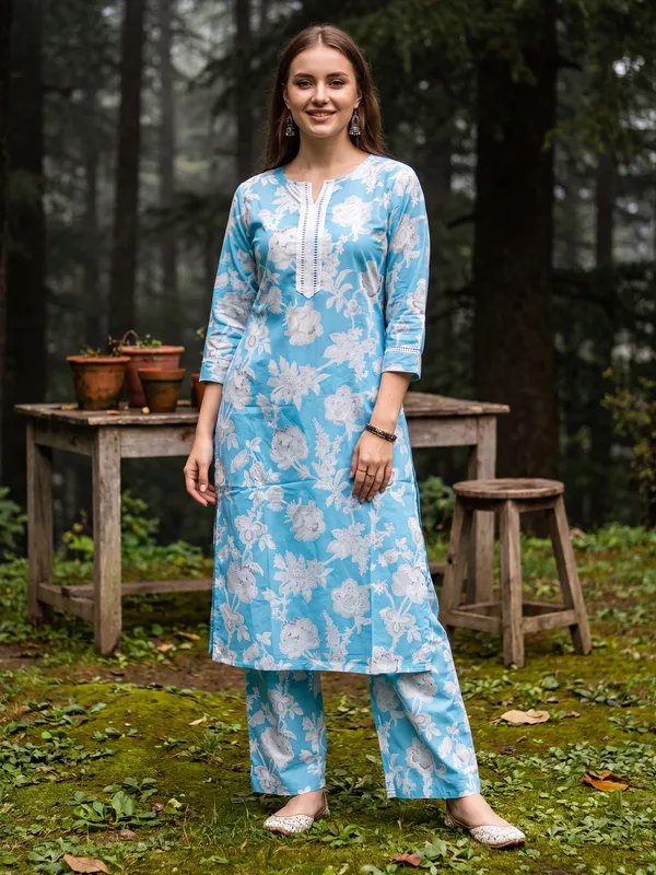 Blue_Printed_Pure_Cotton_Kurta_Trouser_Set