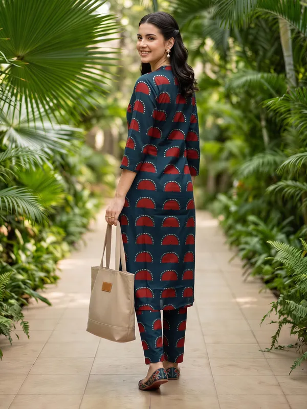 Blue_Printed_Pure_Cotton_Kurta_Trouser_Set
