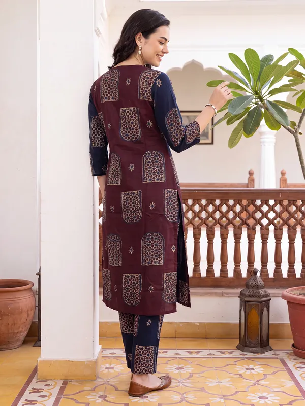 Blue_Printed_Pure_Cotton_Kurta_Trouser_Set