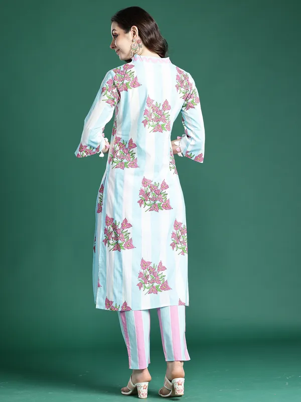 Blue_Printed_Pure_Cotton_Kurta_Trouser_Set