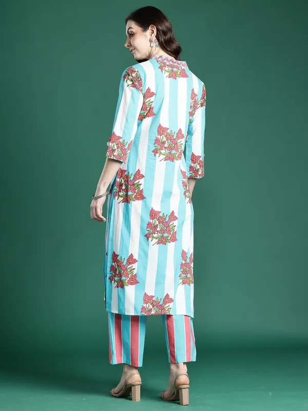 Blue_Printed_Pure_Cotton_Kurta_Trouser_Set