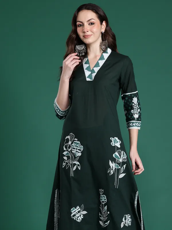 Green_Printed_Pure_Cotton_Kurta_Trouser_Set