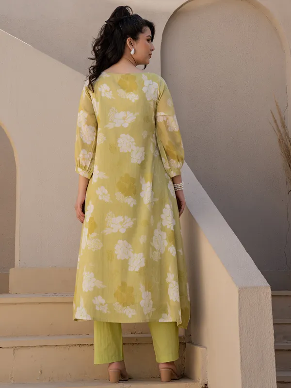 Green_Printed_Pure_Cotton_Kurta_Trouser_Set