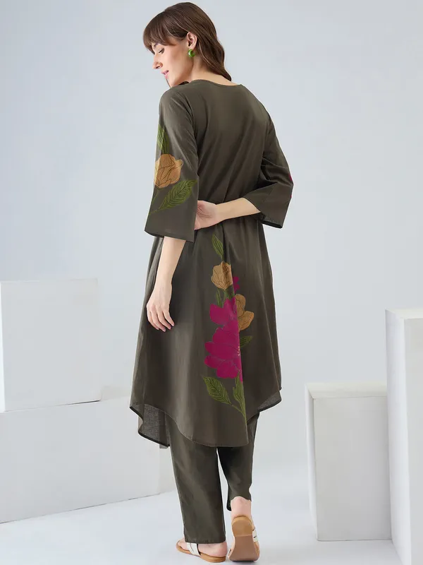 Green_Printed_Pure_Cotton_Kurta_Trouser_Set
