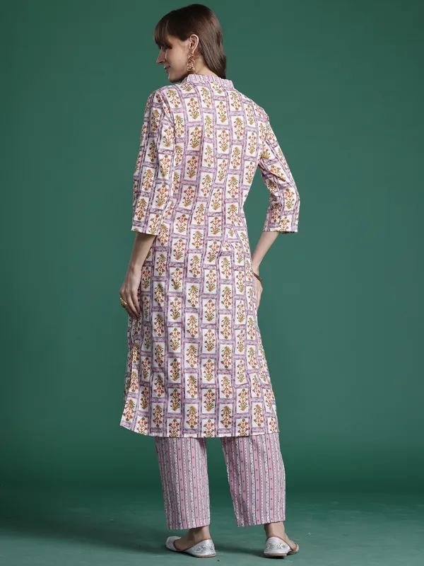 Lavender_Printed_Pure_Cotton_Kurta_Trouser_Set