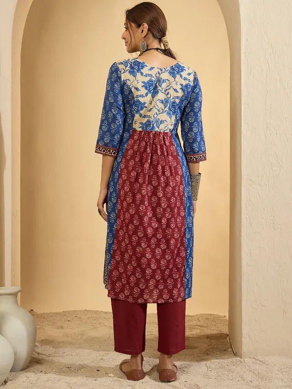 Multicolor_Printed_Pure_Cotton_Kurta_Trouser_Set