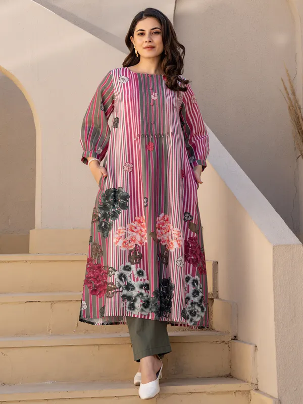 Multicolor_Printed_Pure_Cotton_Kurta_Trouser_Set