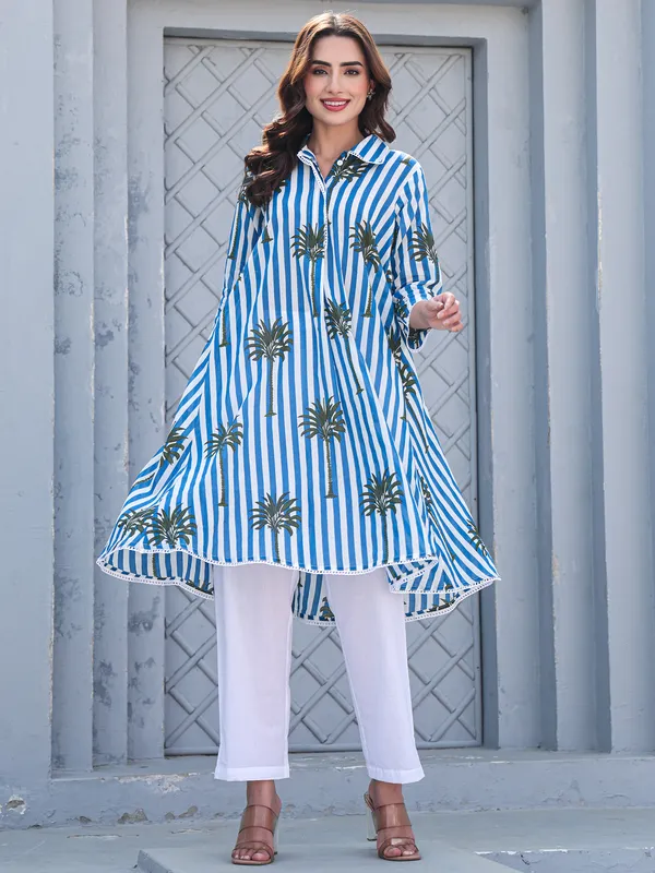 Multicolor_Printed_Pure_Cotton_Kurta_Trouser_Set