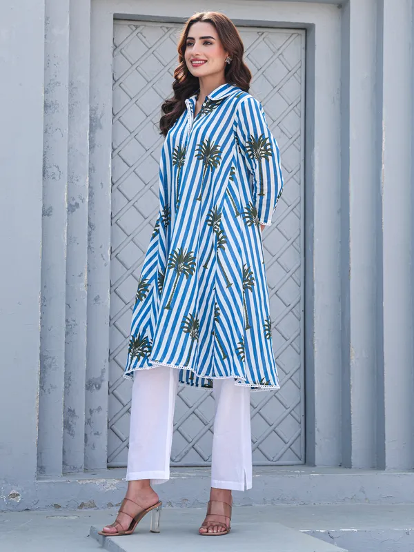 Multicolor_Printed_Pure_Cotton_Kurta_Trouser_Set