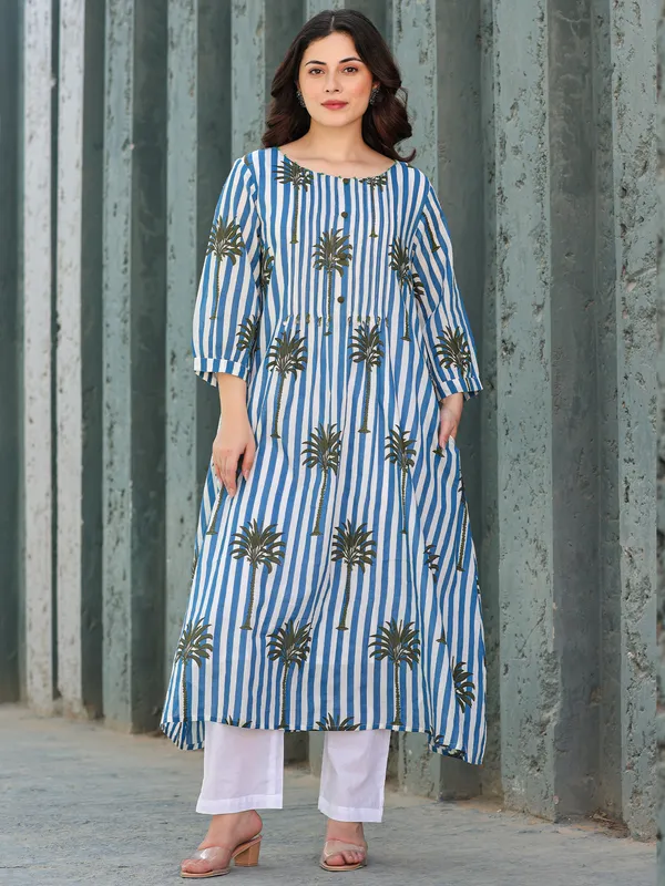 Multicolor_Printed_Pure_Cotton_Kurta_Trouser_Set