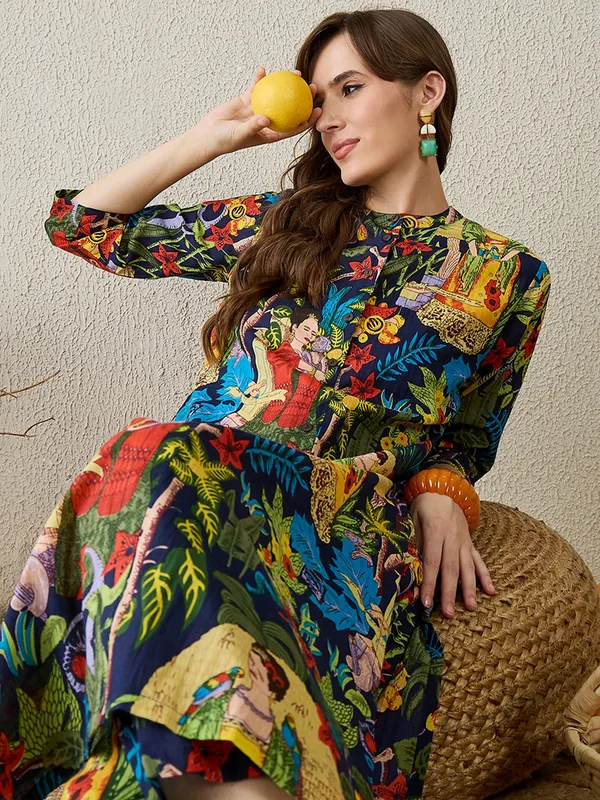 Multicolor_Printed_Pure_Cotton_Kurta_Trouser_Set