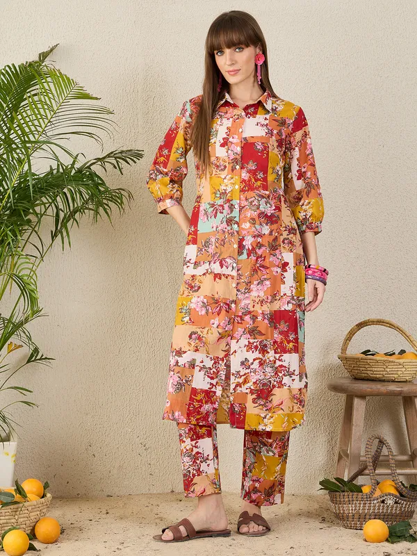 Multicolor_Printed_Pure_Cotton_Kurta_Trouser_Set