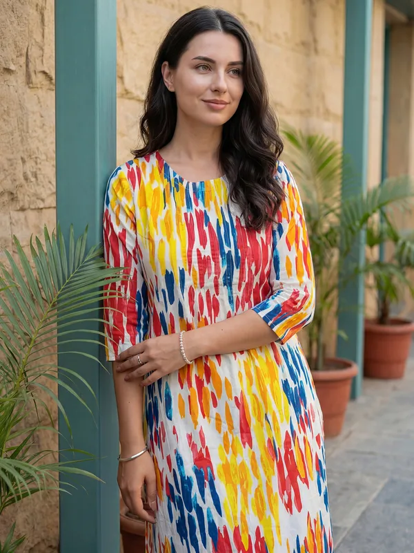 Multicolor_Printed_Pure_Cotton_Kurta_Trouser_Set