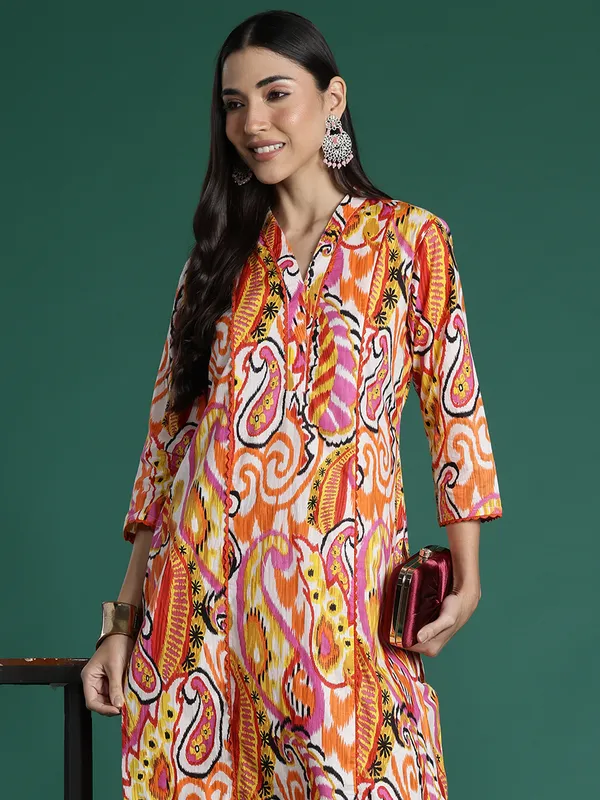 Multicolor_Printed_Pure_Cotton_Kurta_Trouser_Set