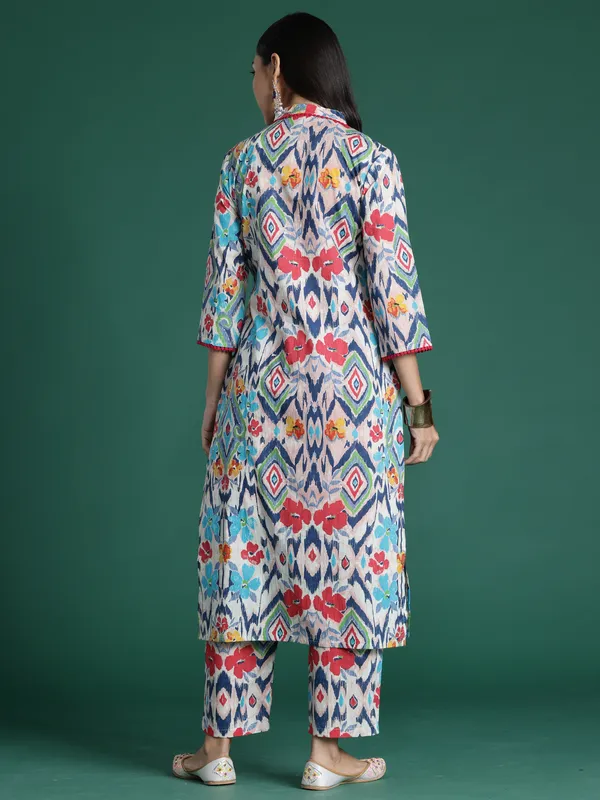 Multicolor_Printed_Pure_Cotton_Kurta_Trouser_Set