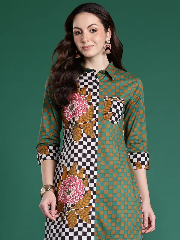 Multicolor_Printed_Pure_Cotton_Kurta_Trouser_Set