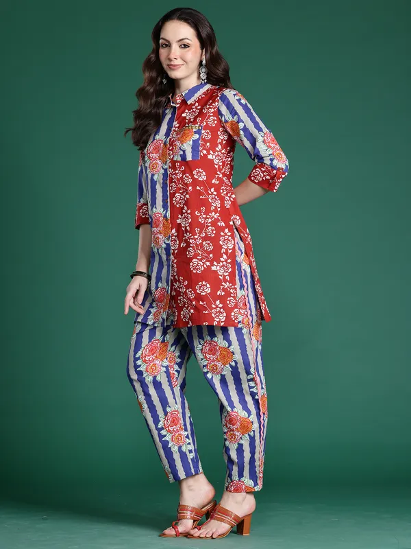 Multicolor_Printed_Pure_Cotton_Kurta_Trouser_Set