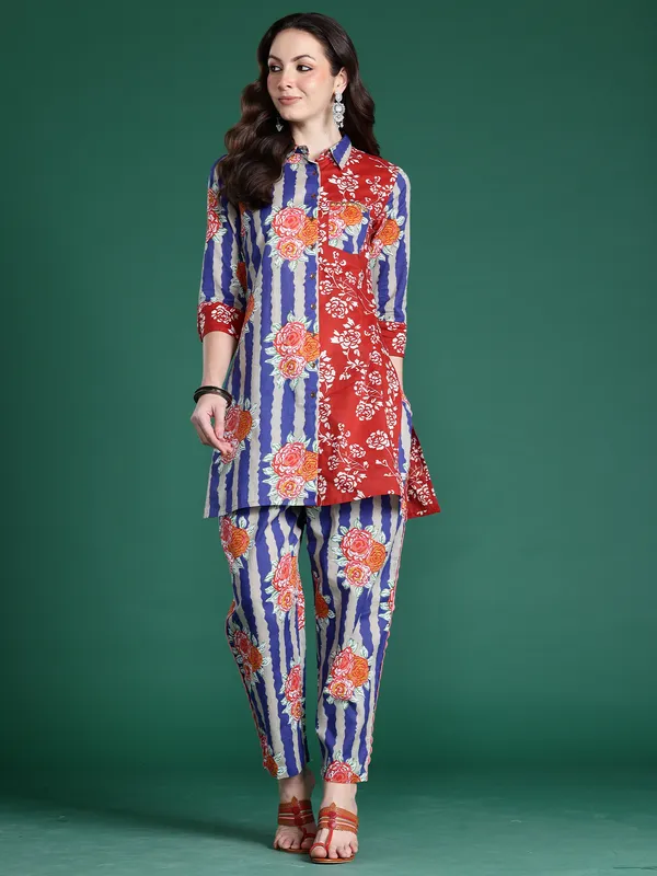 Multicolor_Printed_Pure_Cotton_Kurta_Trouser_Set