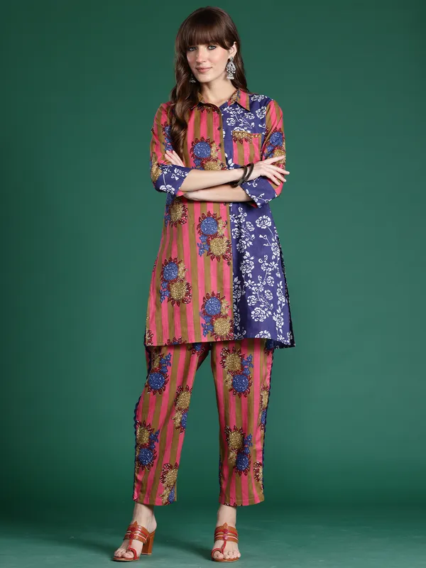Multicolor_Printed_Pure_Cotton_Kurta_Trouser_Set