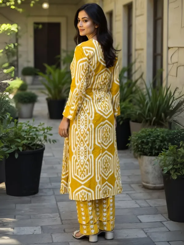 Mustard_Embroidered_Pure_Cotton_Kurta_Trouser_Set