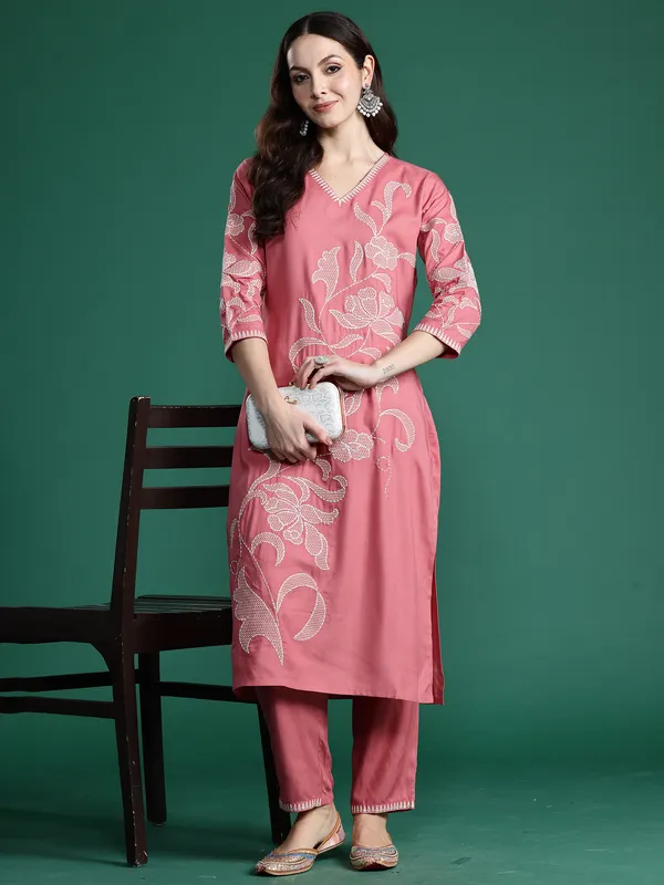Mauve_Embroidered_Pure_Cotton_Kurta_Trouser_Set