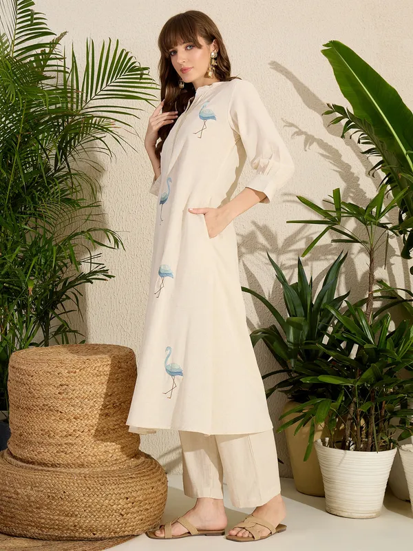 Off_White_Embroidered_Pure_Cotton_Kurta_Trouser_Set