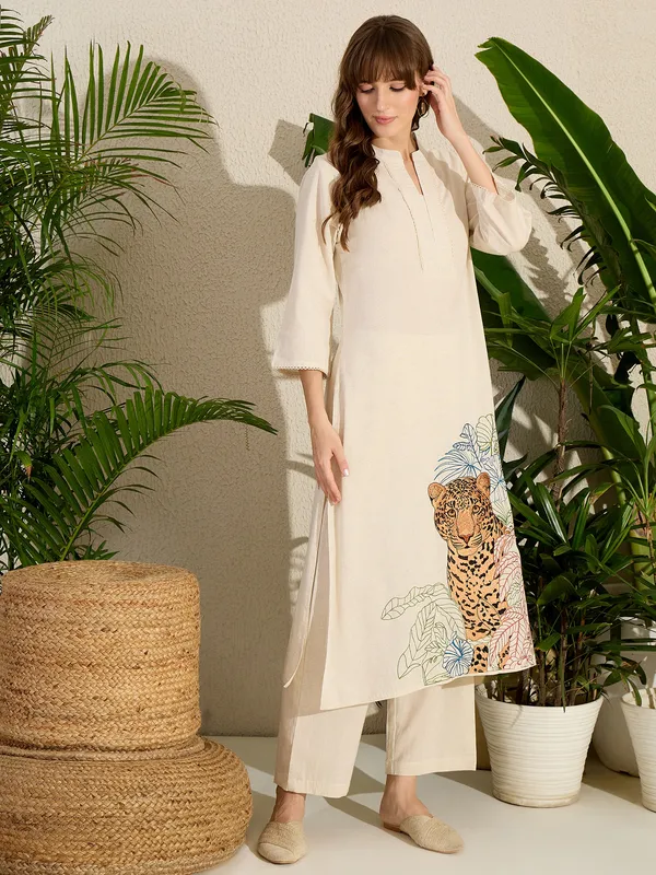 Off_White_Embroidered_Pure_Cotton_Kurta_Trouser_Set