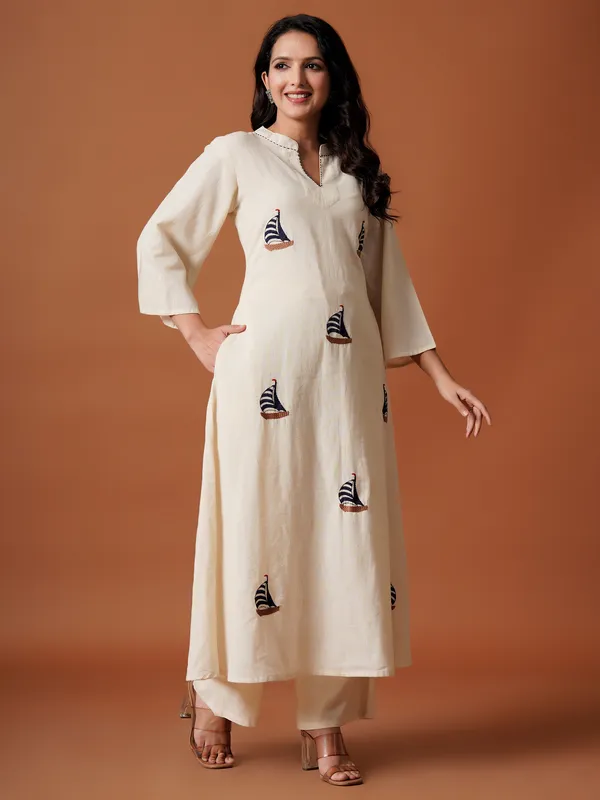 Off_White_Embroidered_Pure_Cotton_Kurta_Trouser_Set