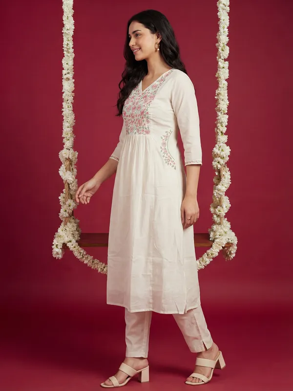 Off_White_Embroidered_Pure_Cotton_Kurta_Trouser_Set
