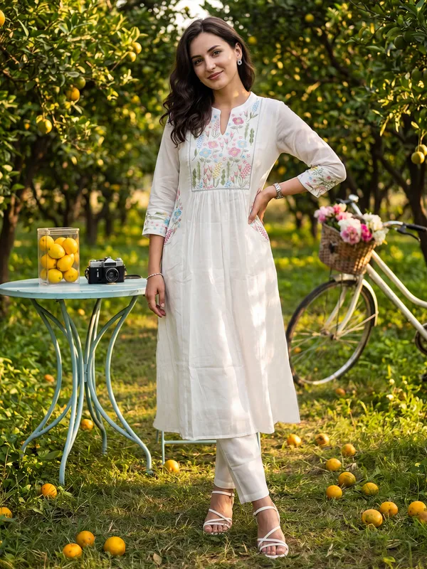 Off_White_Embroidered_Pure_Cotton_Kurta_Trouser_Dupatta_Set