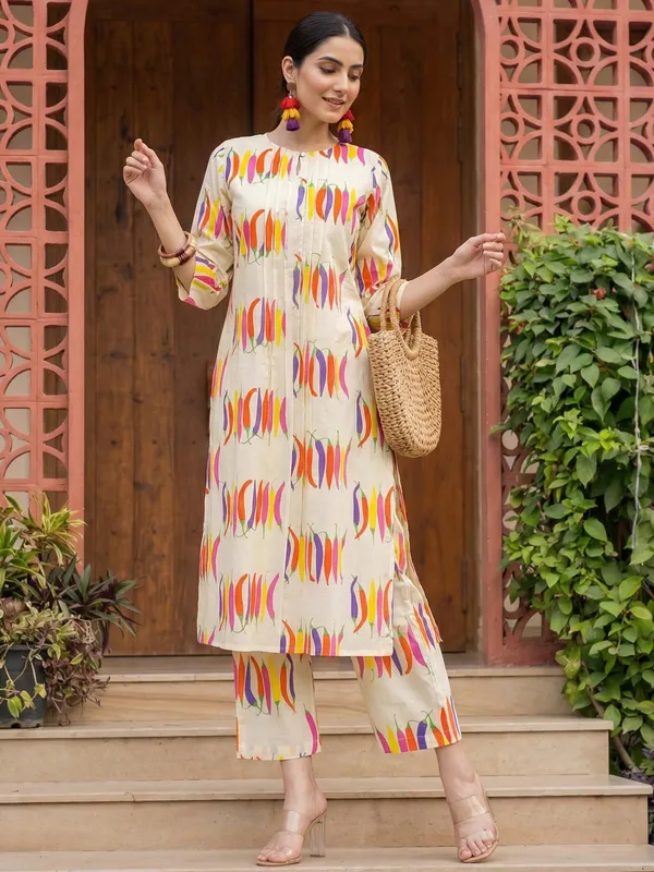 Off_White_Printed_Pure_Cotton_Kurta_Trouser_Set