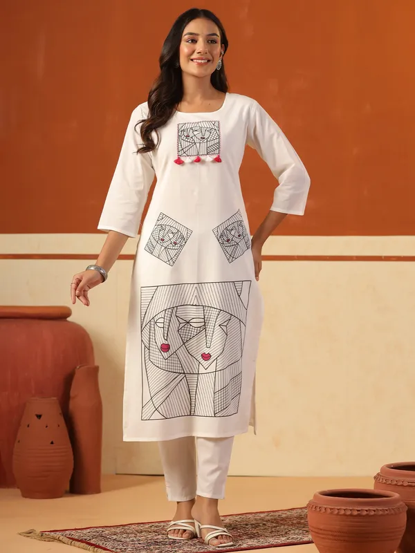 Off_White_Embroidered_Pure_Cotton_Kurta_Trouser_Set