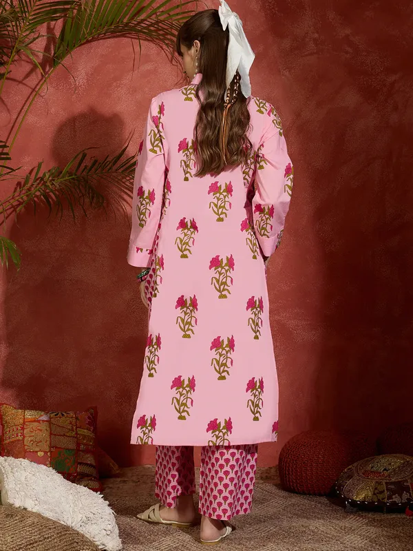 Pink_Printed_Pure_Cotton_Kurta_Trouser_Set