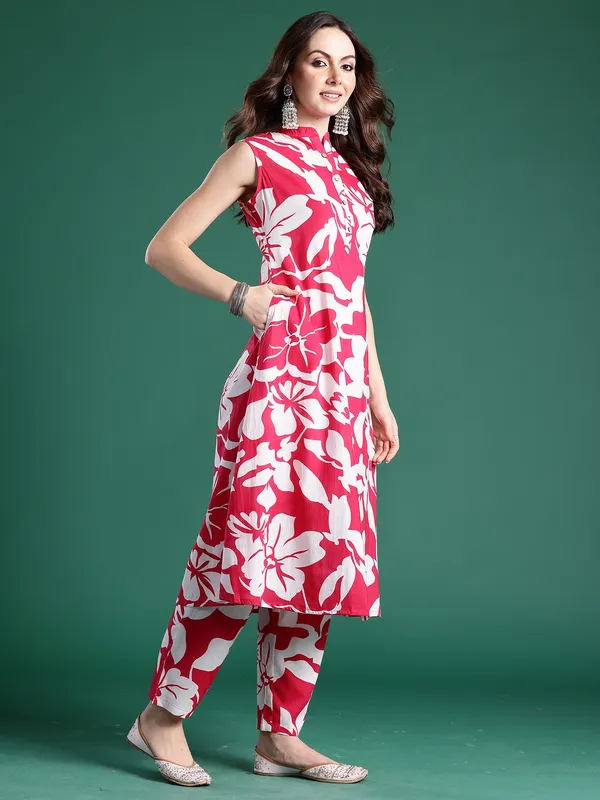 Pink_Printed_Pure_Cotton_Kurta_Trouser_Set