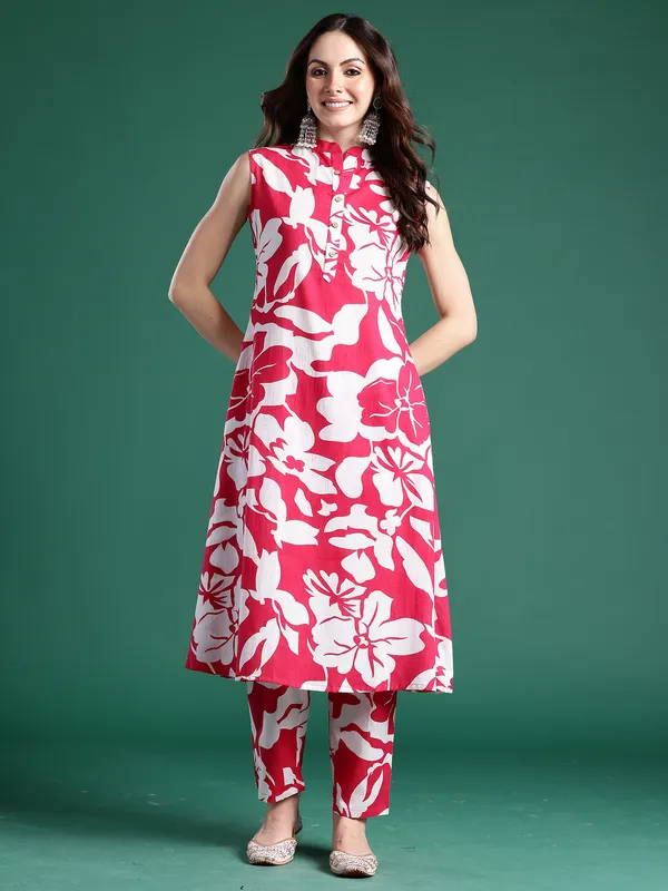Pink_Printed_Pure_Cotton_Kurta_Trouser_Set