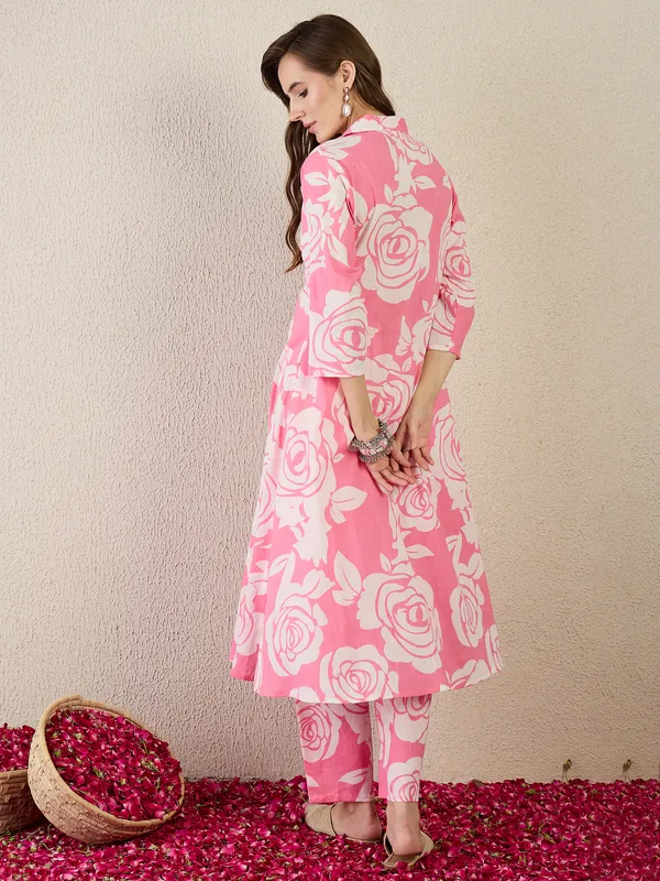 Pink_Printed_Pure_Cotton_Kurta_Trouser_Set