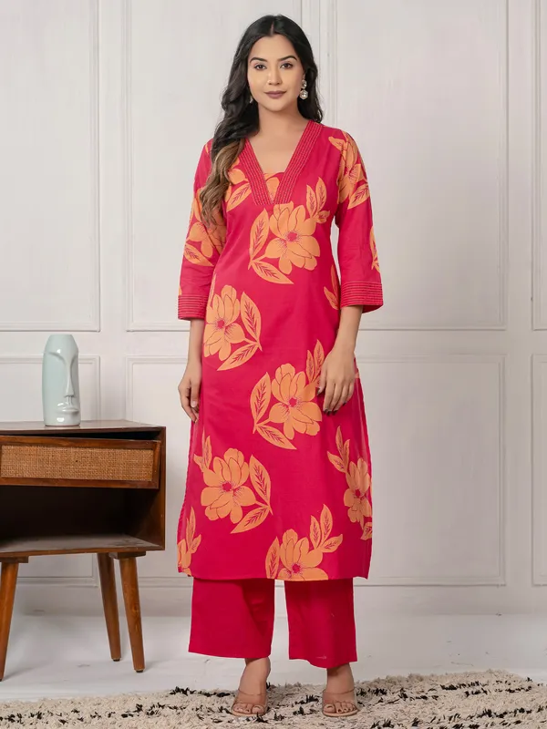 Pink_Printed_Pure_Cotton_Kurta_Trouser_Set