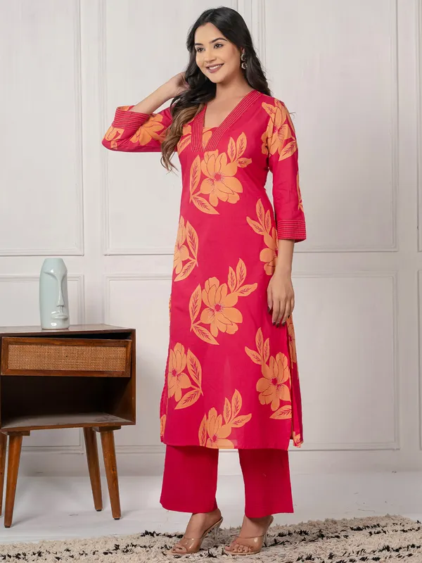 Pink_Printed_Pure_Cotton_Kurta_Trouser_Set