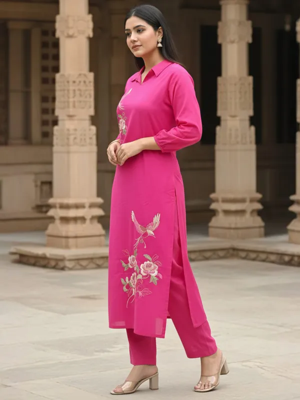Pink_Printed_Pure_Cotton_Kurta_Trouser_Set