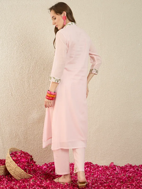 Pink_Embroidered_Pure_Cotton_Kurta_Trouser_Set