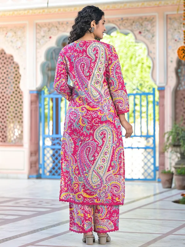 Pink_Printed_Pure_Cotton_Kurta_Trouser_Set