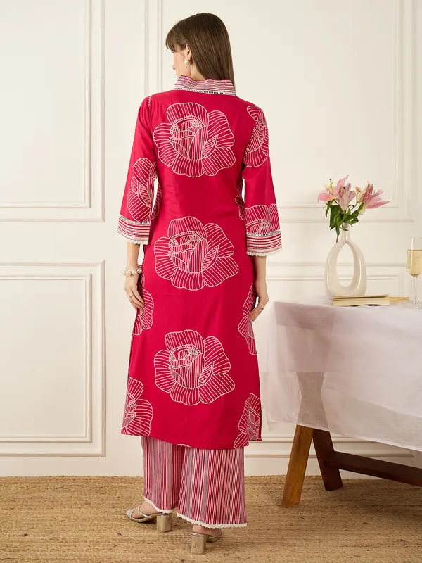 Pink_Printed_Pure_Cotton_Kurta_Trouser_Set