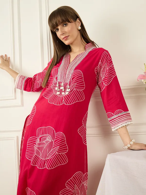 Pink_Printed_Pure_Cotton_Kurta_Trouser_Set